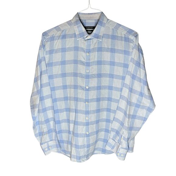 Bugatchi Button Up Dress Shirt (Size Large) Long Sleeve Gingham Style NBS343L2 - Picture 1 of 13